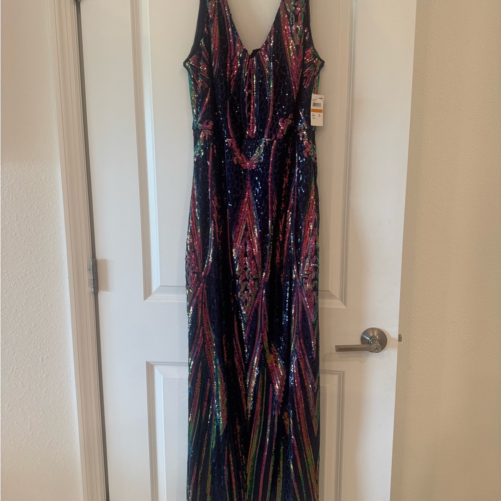 R&M Richards Navy Sequin Gown